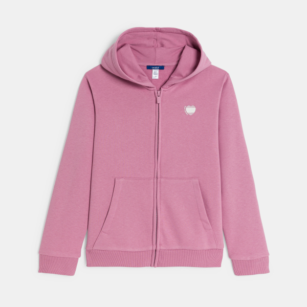 سويت شيرت مع غطاء رأس باللون الوردي للفتيات